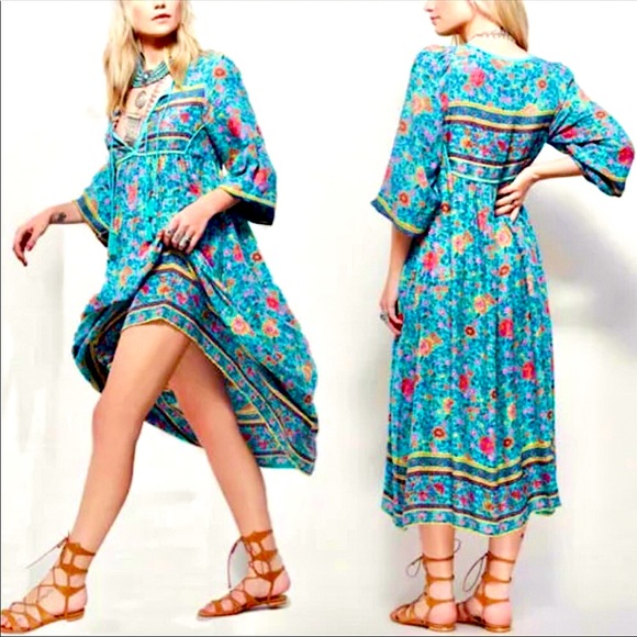 Dresses & Skirts - BOHO MAXI DRESS FLORAL TIE FRONT LIGHTWEIGHT KIMON